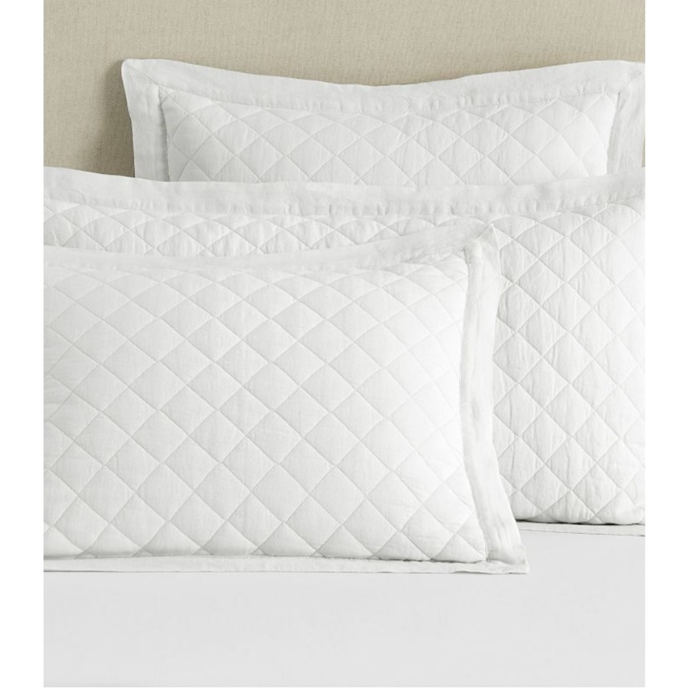 NWT POTTERY BARN BELGIAN FLAX LINEN DIAMOND QUILT FULL/QUEEN BEST SELLER - Picture 4 of 5